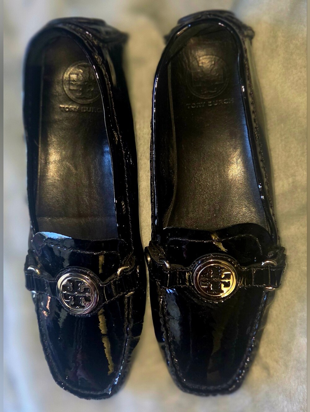 Tory Burch Women's Black Patent Leather Driving Loafers